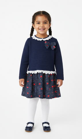 Spanish Girls Navy Dropwaist Dress ~ 3-6y