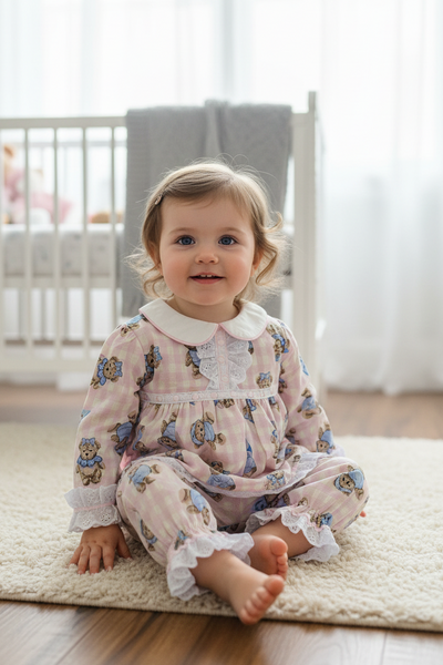 Beau Kid Traditional Baby Girls Teddy Bear Bloomer PJ Set 1542 ~ IN STOCK NOW