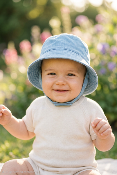 Traditional Baby Boys Bucket Sun Hat - White or Blue