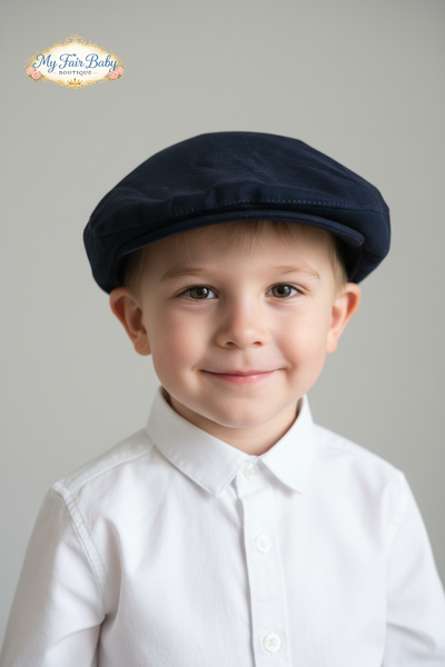 Beau Kid Traditional Boys Navy Flat Cap