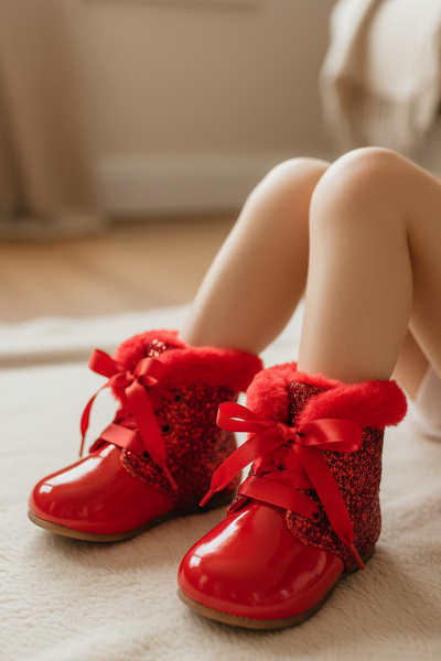 Beau Kid Girls Red Patent & Glitter Ankle Boots (Copy)
