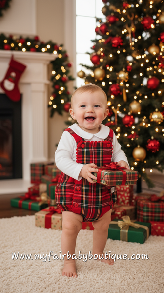 Spanish Baby Boys Red Tartan Romper Set 3-36m - Main Image