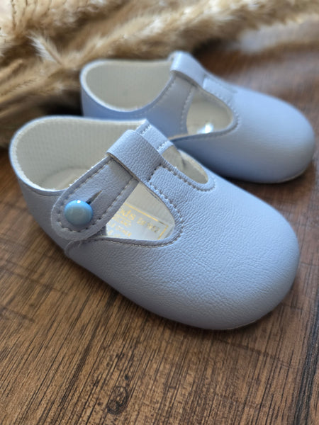 Baypod Traditional Baby Boys Blue T-Bar Pre-Walker Pram Shoes B012 ~ 6-12m