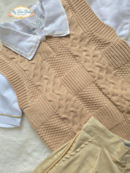 Beau Kid SS26 Boys Camel Short & Tank Top 3pc Set T100