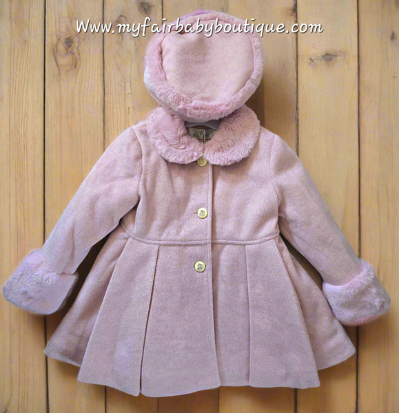 Beau Kid Traditional Girls Blush Pink Coat & Hat Set 1525