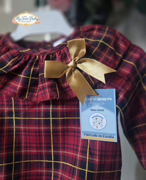 Ceyber Spanish Baby Girls Red Tartan Christmas Romper 25517 ~ 12-36m