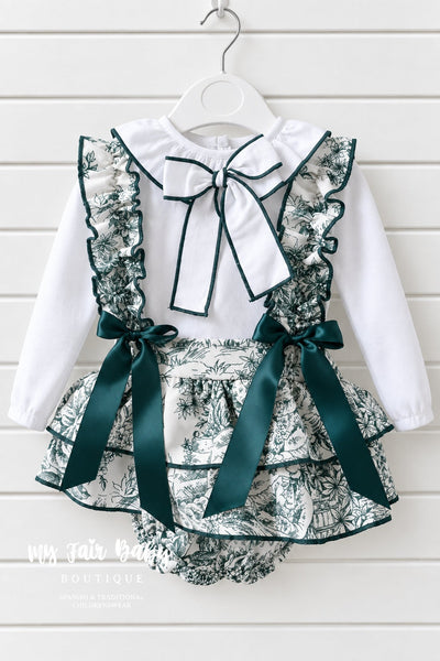 Spanish Girls Emerald Green Toile Skort & Blouse ~ 1-4y