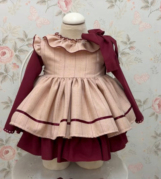 Belcoquet AW26 Garza Burgundy Puffball Dress