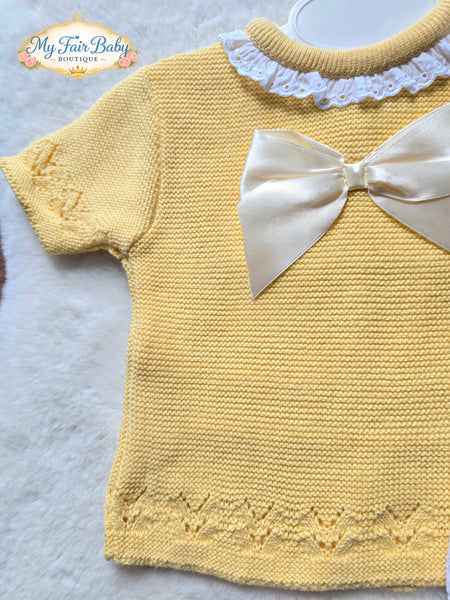 Spanish Baby Girls Yellow Knitted Jumper & Pant Set