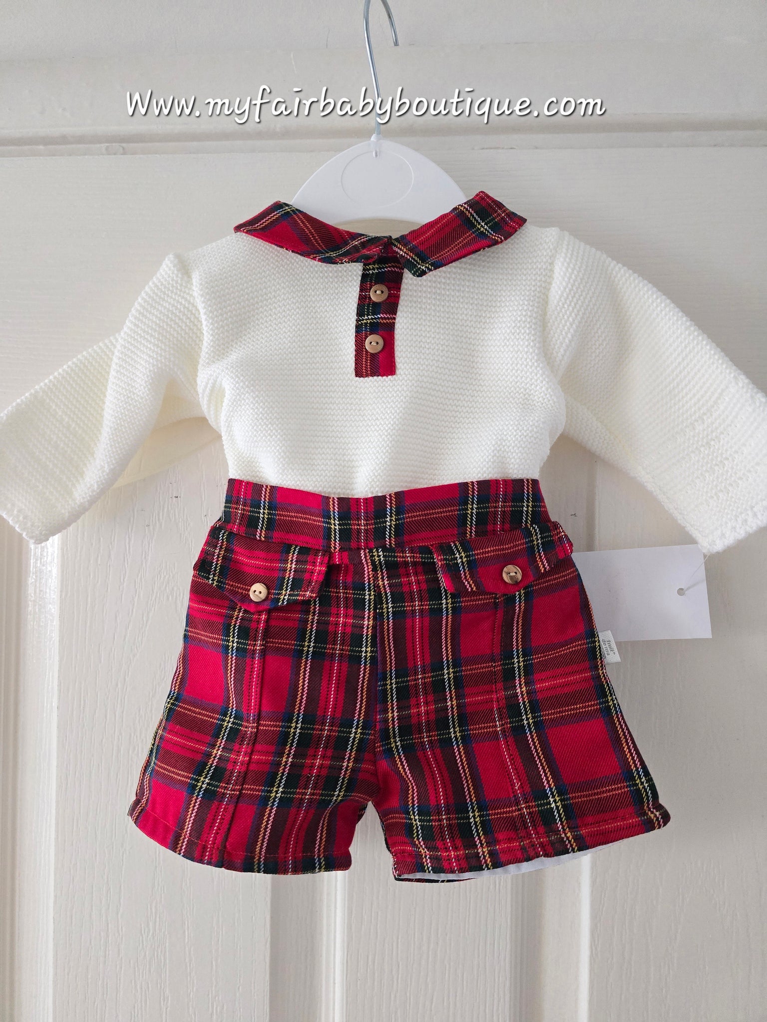 Spanish Baby Boys Red Tartan Short & Jumper Set - 6-36m