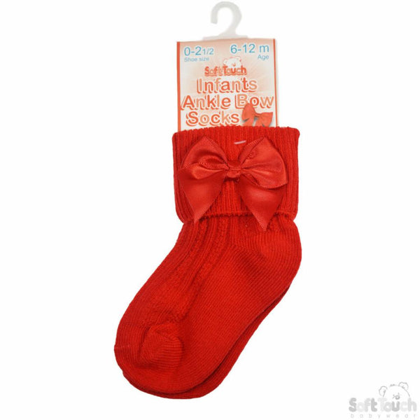 Traditional Baby Girls Red Ankle Bow Socks