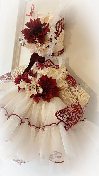 Ela Confeccion Girls Luxury Tulle Xmas Puffball Dress Set ~ 4y