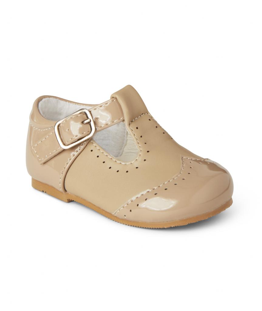 Traditional Baby Boys Camel Hard Soled Shoes