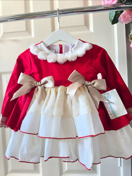 Belcoquet AW26 Alondra Red & White Puffball Dress