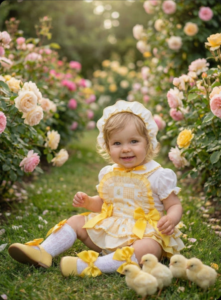 Sonata Infantil SS26 Girls Lemon Easter Chick Romper & Blouse VE2605 - MADE TO ORDER