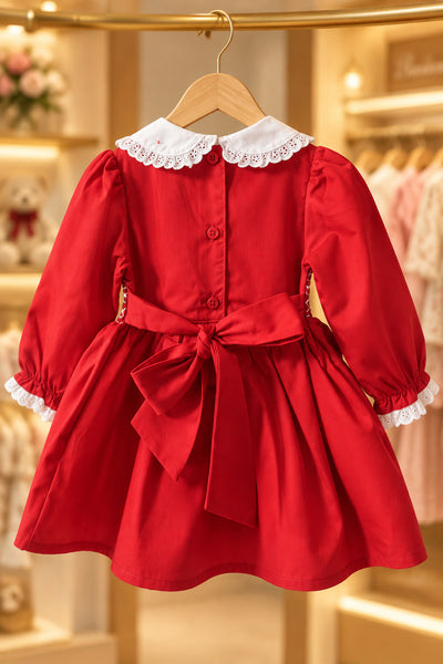 Mabini Traditional Spanish Girls Red Smocked Dress 2800 ~ 0-6y