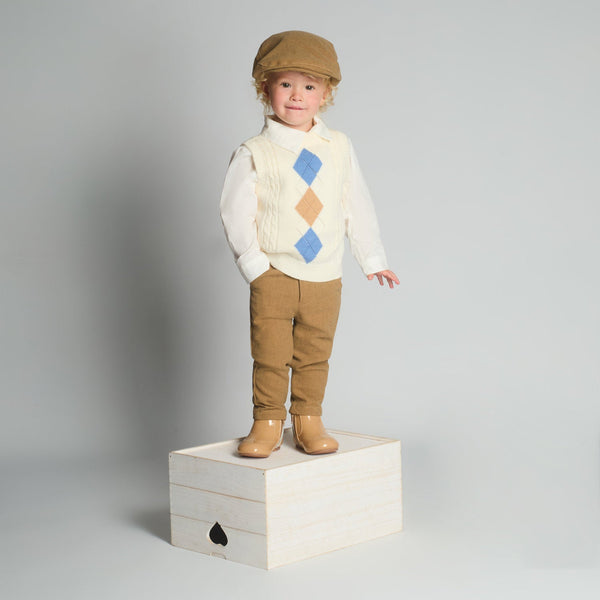 Beau Kid Traditional Boys Argyle Tank Top 4pc Set 2818