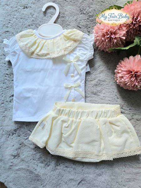Spanish Baby Girls Lemon Striped Skort Set M004