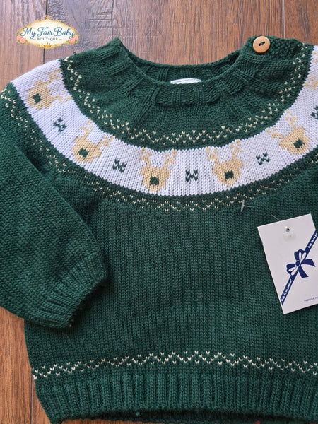 Spanish Baby Boys Green Reindeer Trouser Set