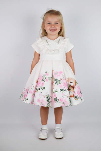 Beau Kid Traditional Girls Teddy Bear Floral Dress 10340 - 2-5y