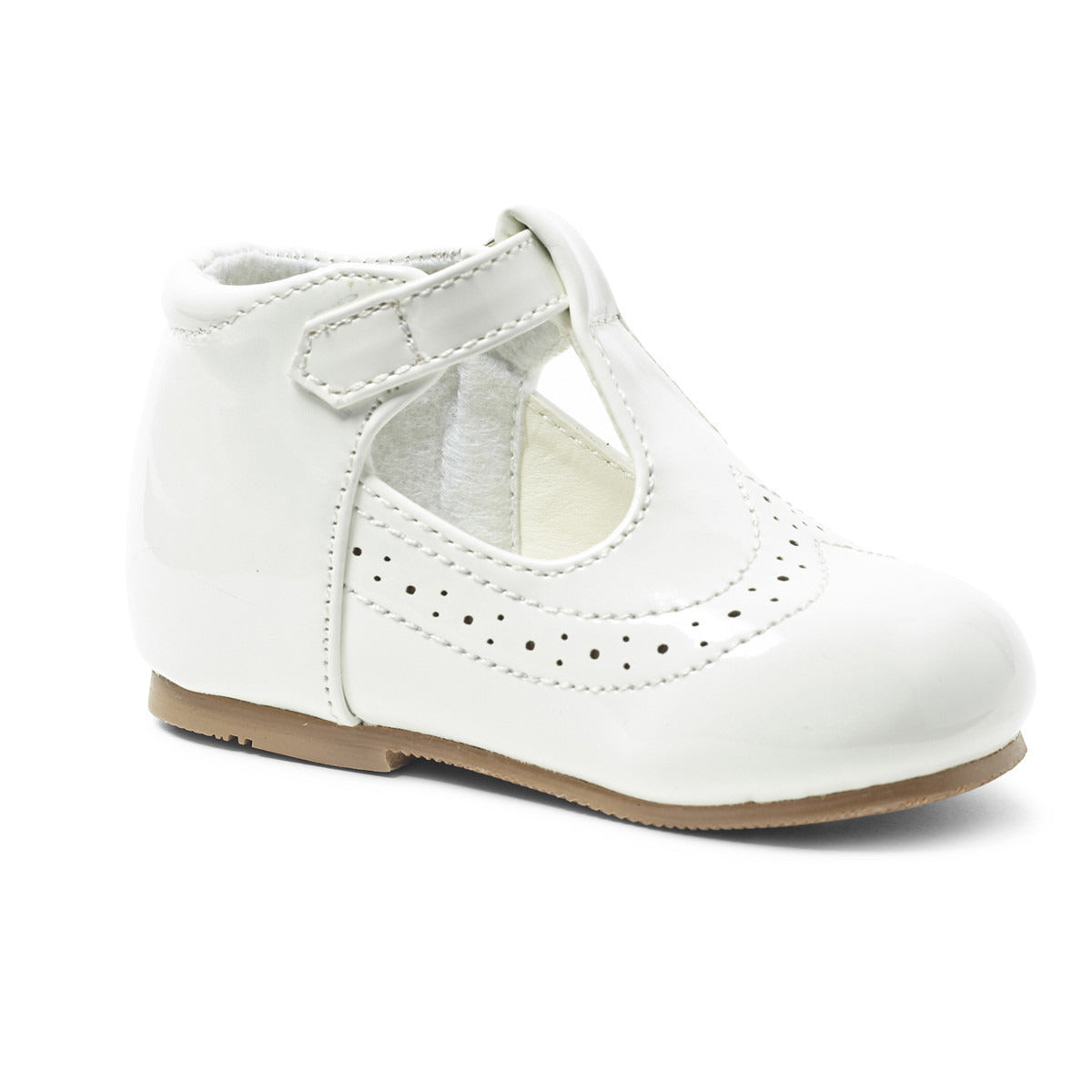 Traditional Boys White Patent Hard Soled Shoes