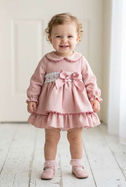 Spanish Girls Dusky Pink Dress & Pants ~ 3-36m