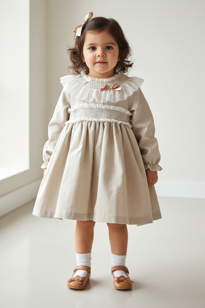 Ceyber Spanish Older Girls Sand Dress With Smocking ZA3779 ~ 3y