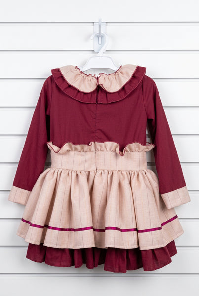 Belcoquet AW26 Older Girls Garza Burgundy Dropwaist Dress
