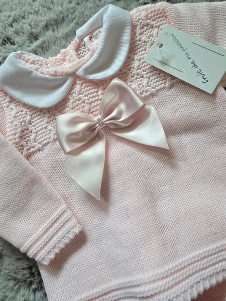 Spanish Baby Girls Pink Knitted 3pc Set ~ 0-3 months
