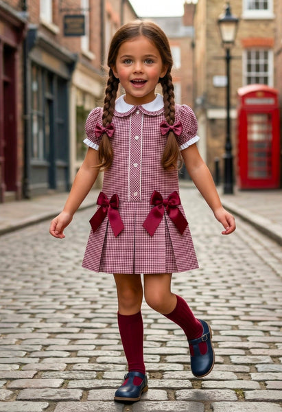 Sonata Infantil Spanish Girls Gingham School Dress C02604 - MADE TO ORDER