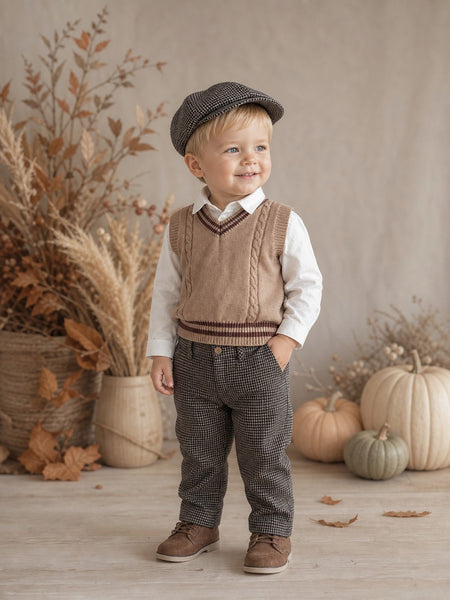 Beau Kid Traditional Boys Camel Tank Top 4pc Set 201 ~6m-6y