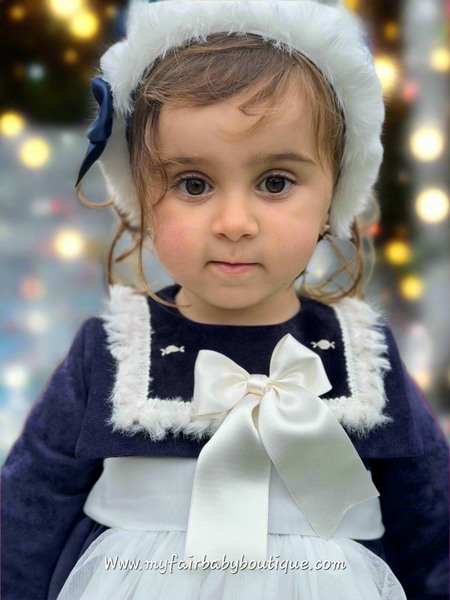 Sonata Infantil AW25 Spanish Girls Ivory Fur Headband ~ Red, Pink, Navy or Green - MADE TO ORDER