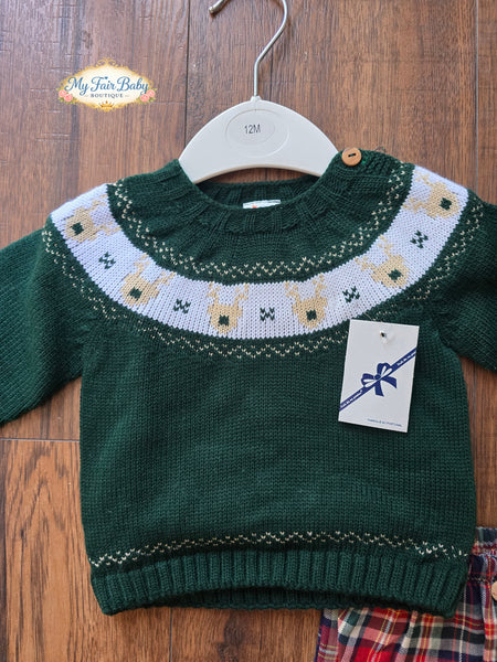 Spanish Baby Boys Green Reindeer Trouser Set