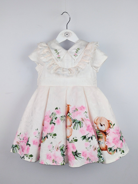 Beau Kid Traditional Girls Teddy Bear Floral Dress 10340 - 2-5y
