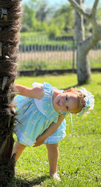 Sonata Infantil Girls Blue Teddy Summer Dress VE2522- MADE TO ORDER