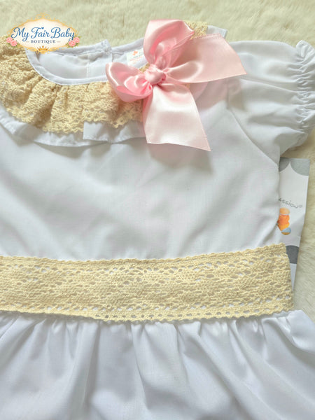 Spanish Baby Girls White Peplum Blouse & Pink Short Set M004 ~ 3-36m
