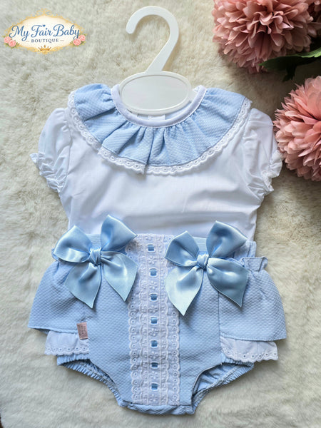 Spanish Baby Girls Blue Waffle Jam Pants Set EL208 ~ 3-36m