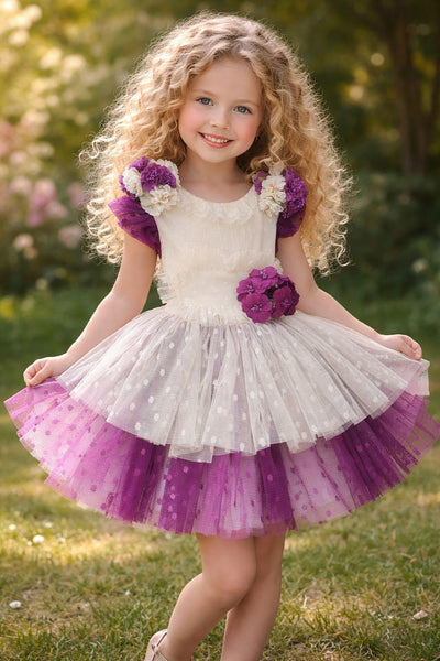 Ela Confeccion SS26 Girls Purple Lace Anne Puffball Dress - MADE TO ORDER