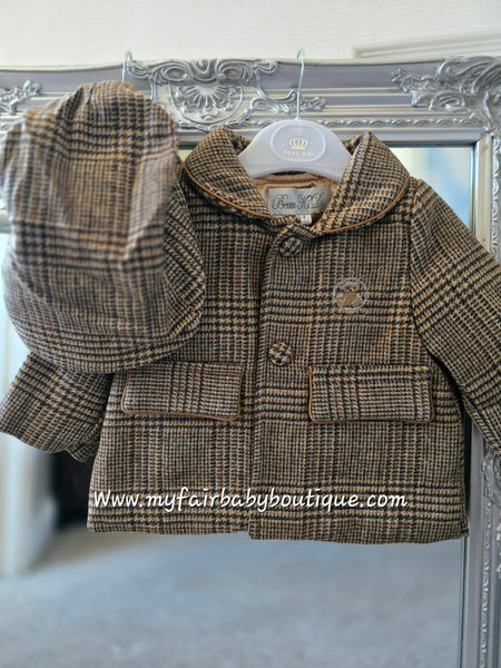 Beau Kid Traditional Baby Boys Camel Tweed Jacket & Cap Set ~ 0-18m