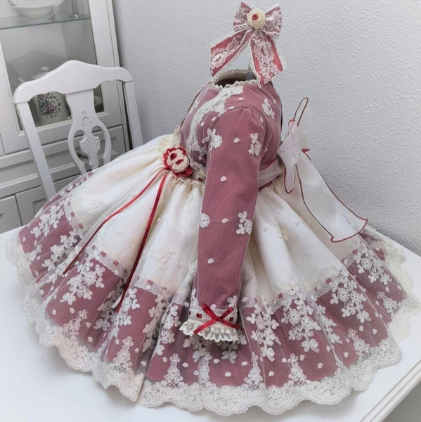 Spanish Handmade Girls Luxury Red Tulle Christmas Dress ~ MADE TO ORDER