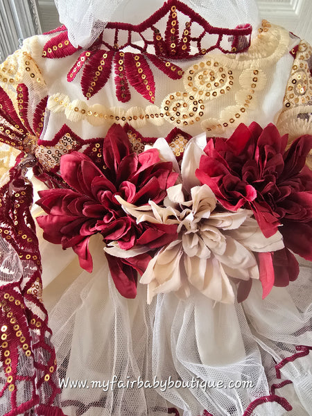 Ela Confeccion Girls Luxury Tulle Xmas Puffball Dress Set ~ 4y