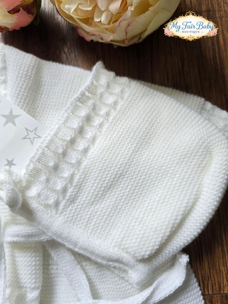 Spanish Baby Girls White Knitted 3pc Set ~ 0-3 months