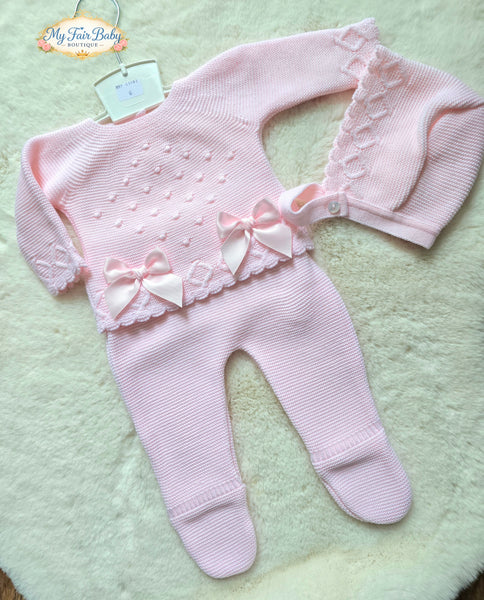 Spanish Baby Girls Pink Knitted 3pc Set C1003 ~ 0-12m