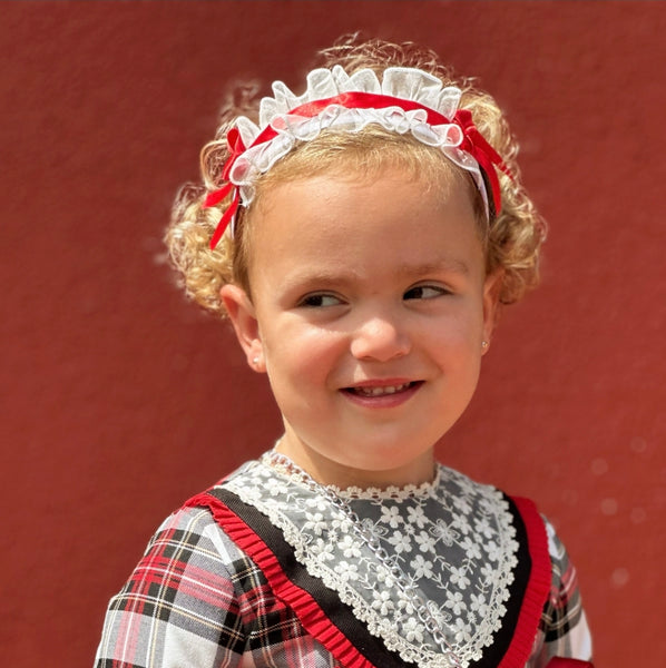 Sonata Infantil AW25 Spanish Girls Red Organza Headband - MADE TO ORDER