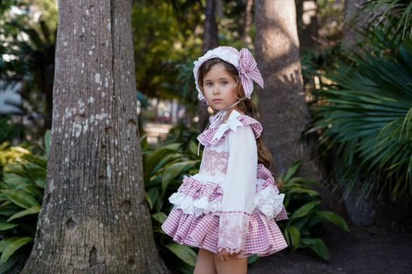 Ela Confeccion AW25 Spanish Girls Pink Check Puffball Dress - MADE TO ORDER