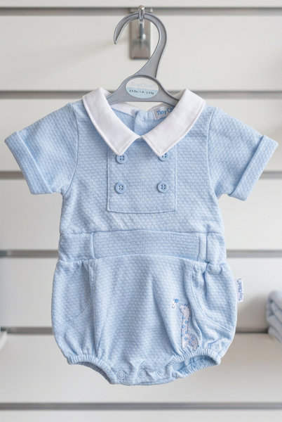Traditional Baby Boys Blue Giraffe Romper Set - NB