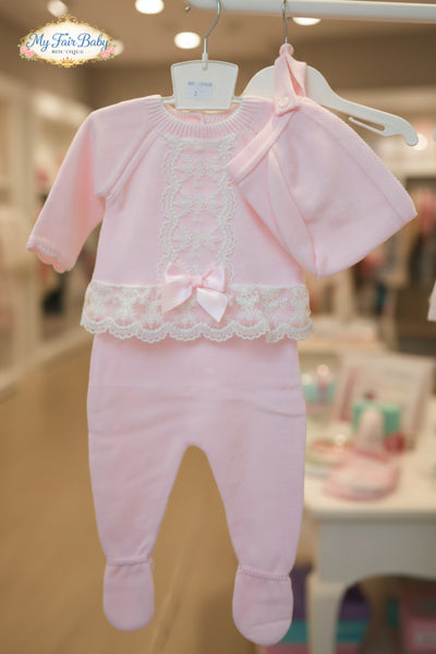 Spanish Baby Girls Pink Lace Knitted 3PC Set C9002 ~ 3-9m