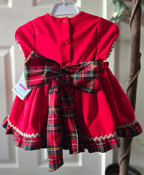 Sonata Infantil Spanish Baby Girls Red Smocked Christmas Dress
