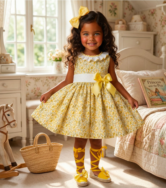 Sonata Infantil Spanish Girls Yellow Floral Dress VE2626 - MADE TO ORDER