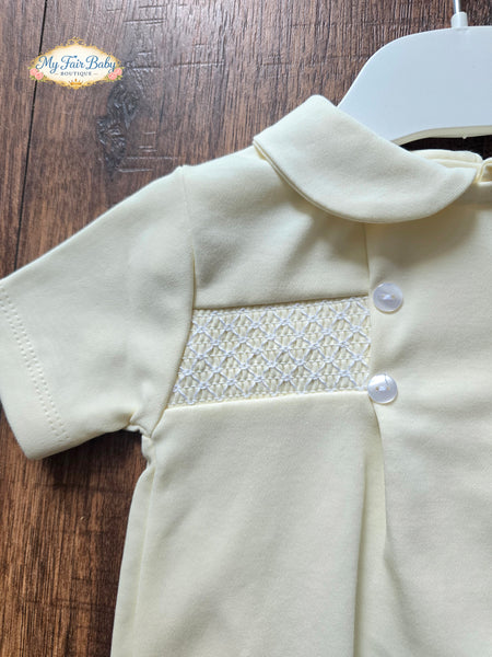 Spanish Baby Boys Lemon Cotton Smocked Romper SG260 - 3-18m